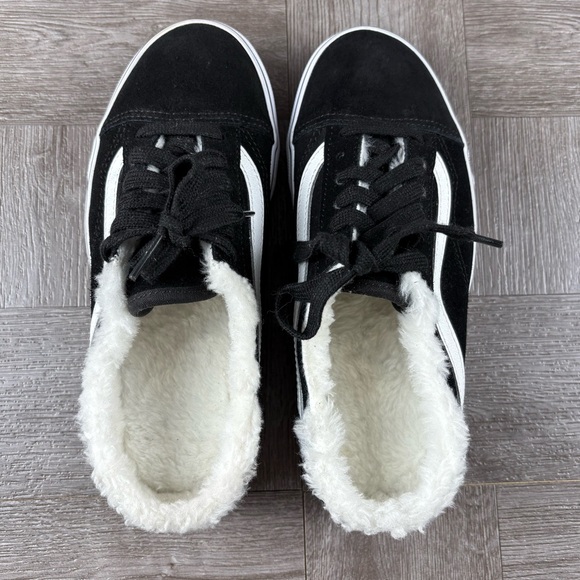 Vans Skater Old Skool Mule (Sued) Black/Sherpa Faux Fur Women’s Size 6.5 - Picture 8 of 16